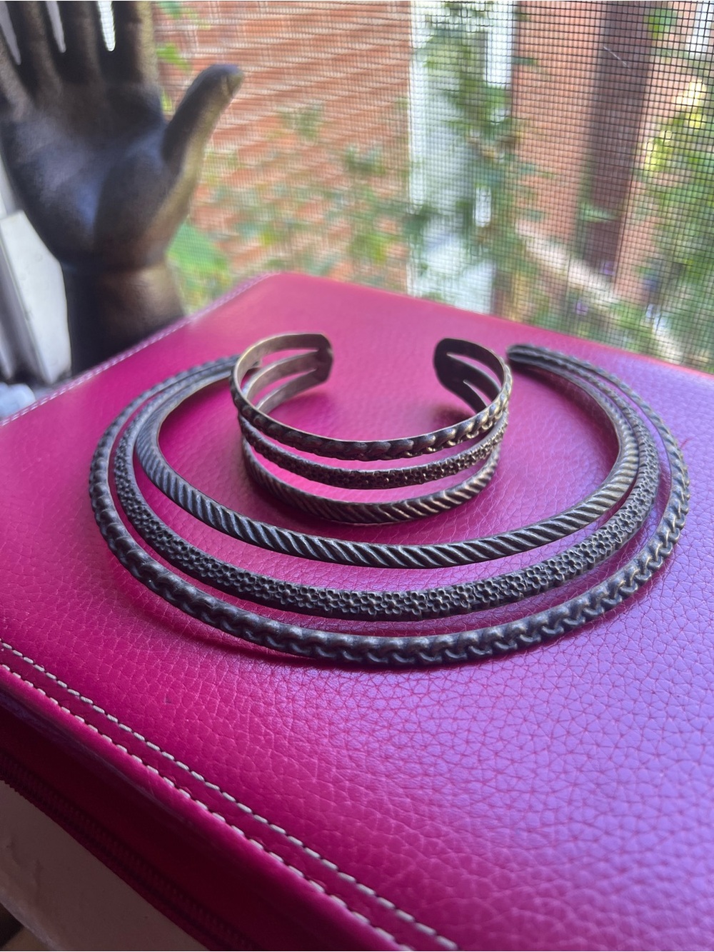 ✨ VINTAGE-STYLE BRASS TORQUE CUFF SET ✨ Goth Industrial Dark Academia Biker